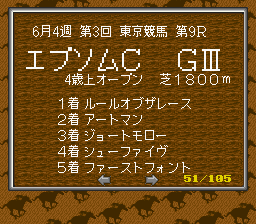 SFC版ウイニングポスト2攻略⑤（難易度の高いレースなど）: 初代